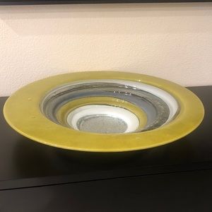 Beautiful Modern Multi-colored Decorative Hand Blown Art Glass Bowl 22.5  X 3.5